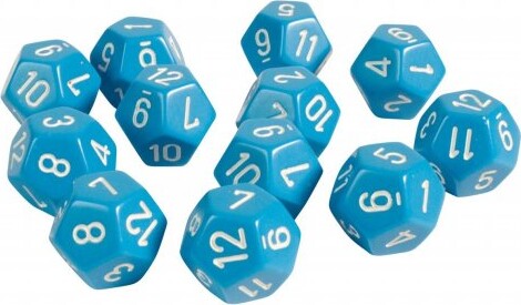 Terning, 12 Sider Med Tal Fra 1 Til 12 (12 Stk.)