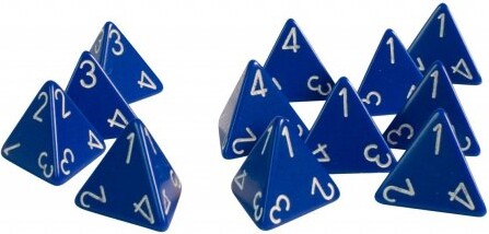Terning, 4 Sider Med Tal Fra 1 Til 4 (12 Stk.)