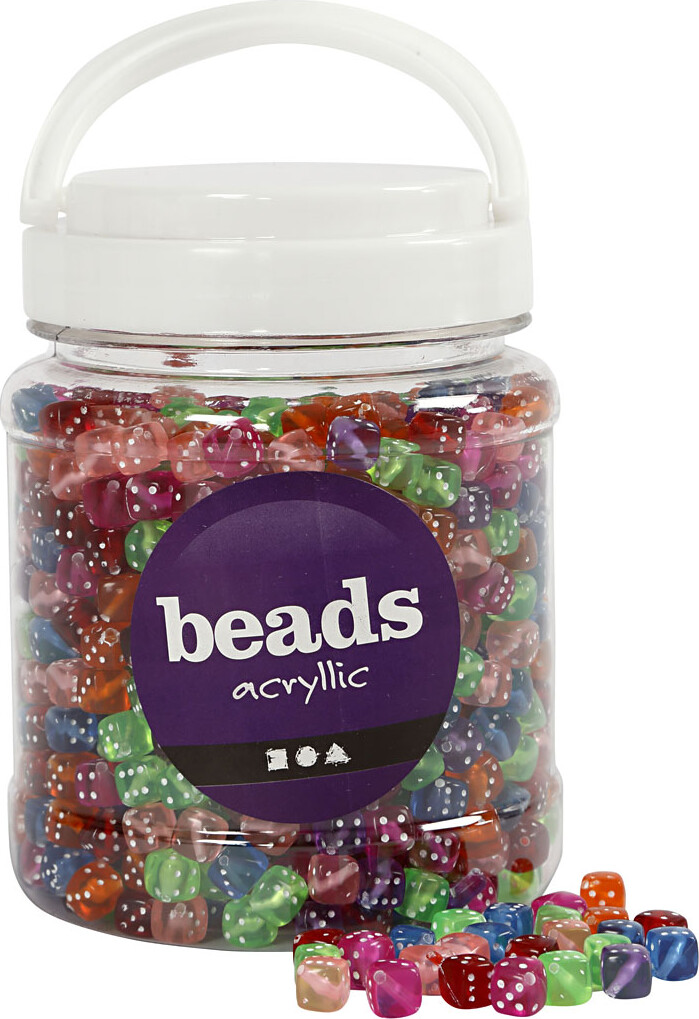 Terning Mix - Str. 7x7 Mm - Hulstr. 1,5 Mm - Assorterede Farver - 700 Ml - 510 G billede