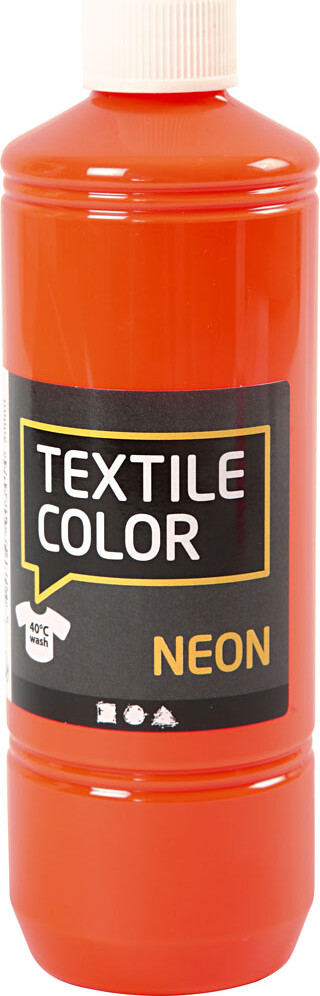 Tekstilmaling - Textile Color Neon - Neon Orange 500 Ml