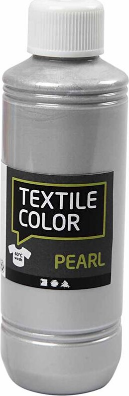 Tekstilmaling - Textile Color Pearl - Perlemor - Sølv 250 Ml