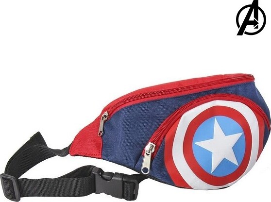 The Avengers - Bæltetaske Med 2 Lommer - Captain America Logo - Blå Rød