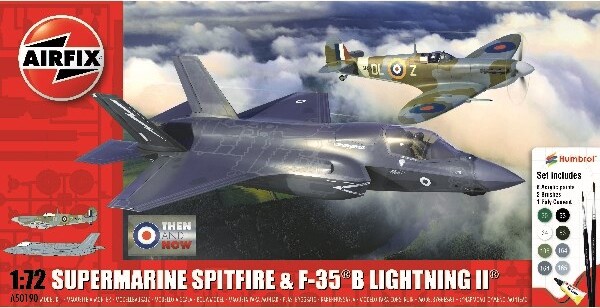 Se Airfix - Spitfire Mk Vc Og F-35b Lightning Ii Modelfly Byggesæt - 1:72 - A50190 hos Gucca.dk