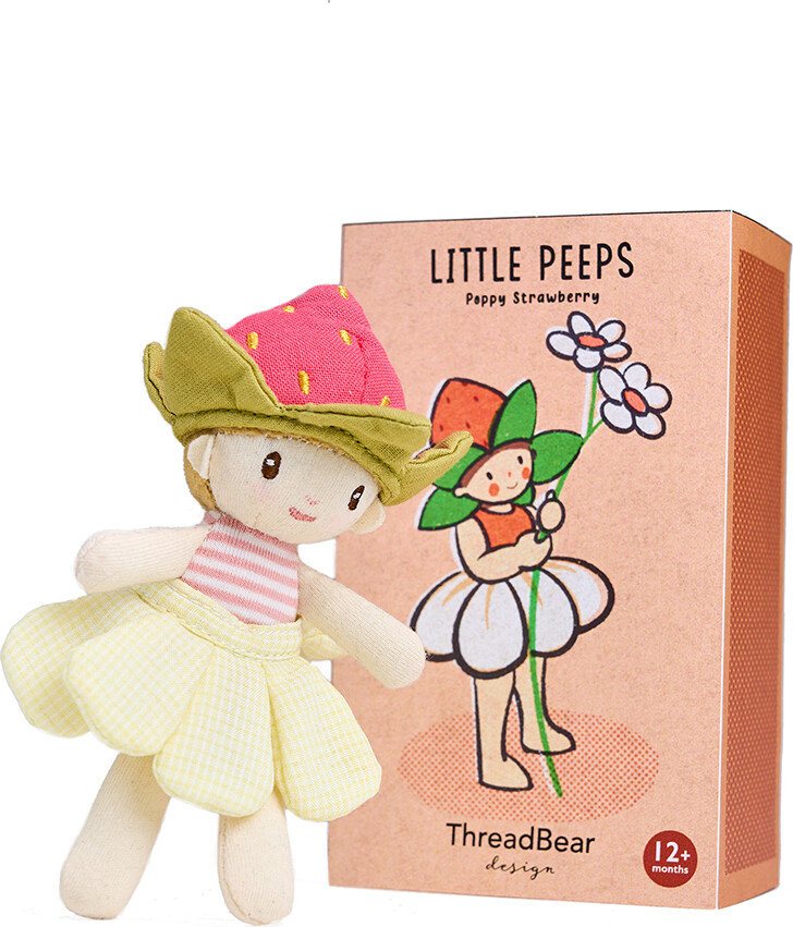 Threadbear Design - Dukke - Little Peeps - Poppy Strawberry 13,5 Cm