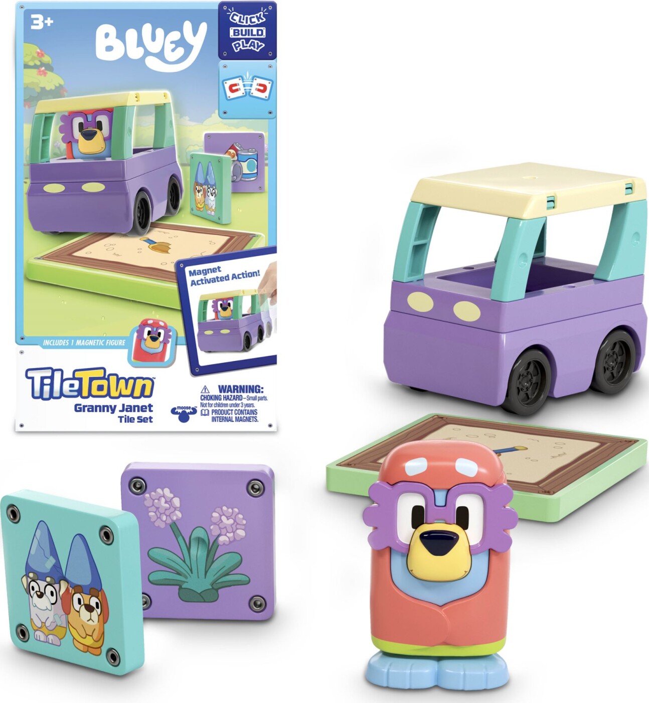 Tile Town - Bluey Magnetiske Mini Legesæt - Granny Janet Tile Set