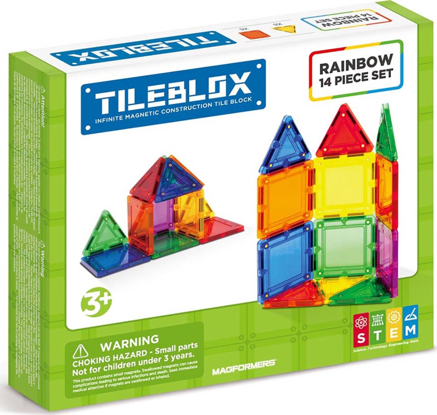 Tileblox Magnetlegetøj - Regnbue Farver - 14 Stk