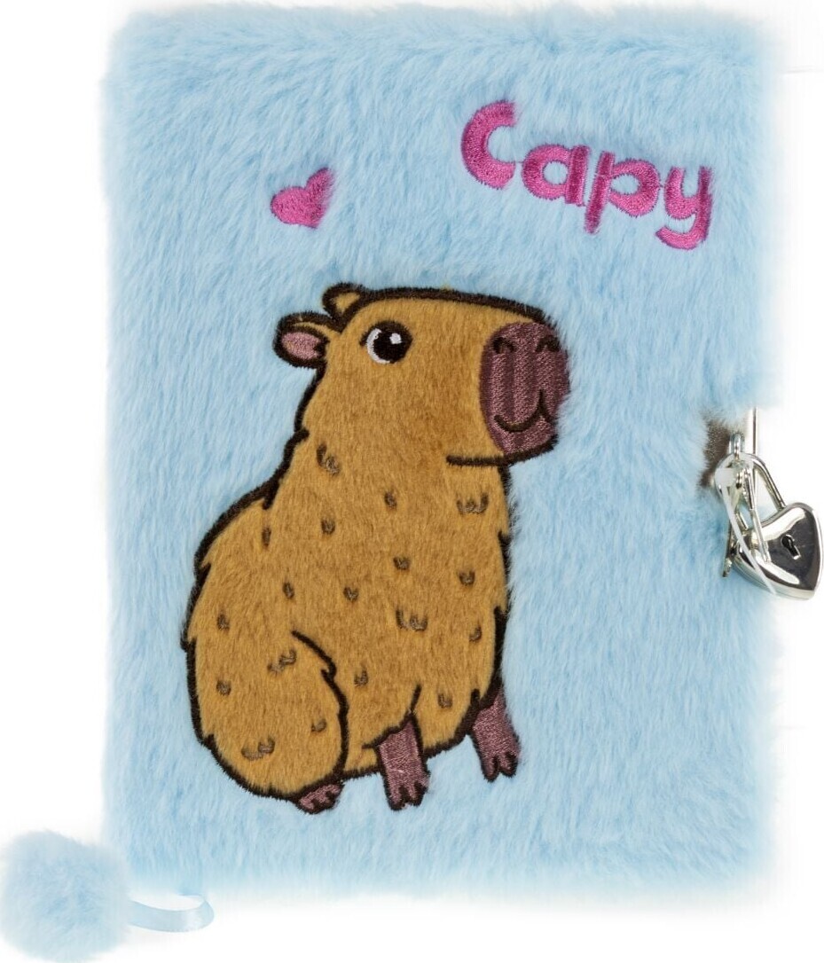 Tinka - Dagbog Plys Capybara Blå Med Lås - Bog