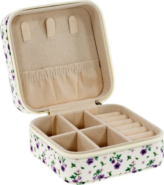 Tinka - Rejsesmykkeskrin Hvid M/lillia Blomster