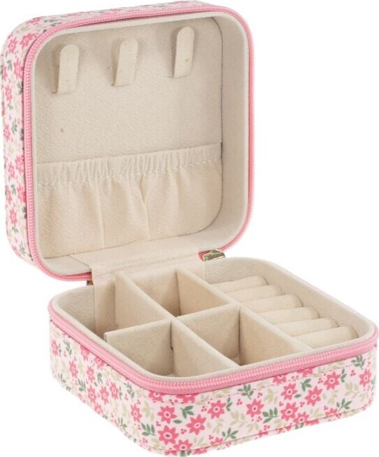 Tinka - Rejsesmykkeskrin Rosa M/blomster