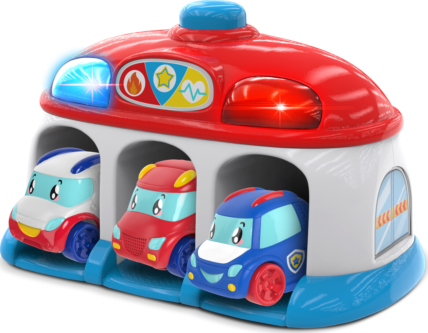 Se Tiny Teamsterz - Garage Med 3 Soft Touch Legetøjsbiler hos Gucca.dk