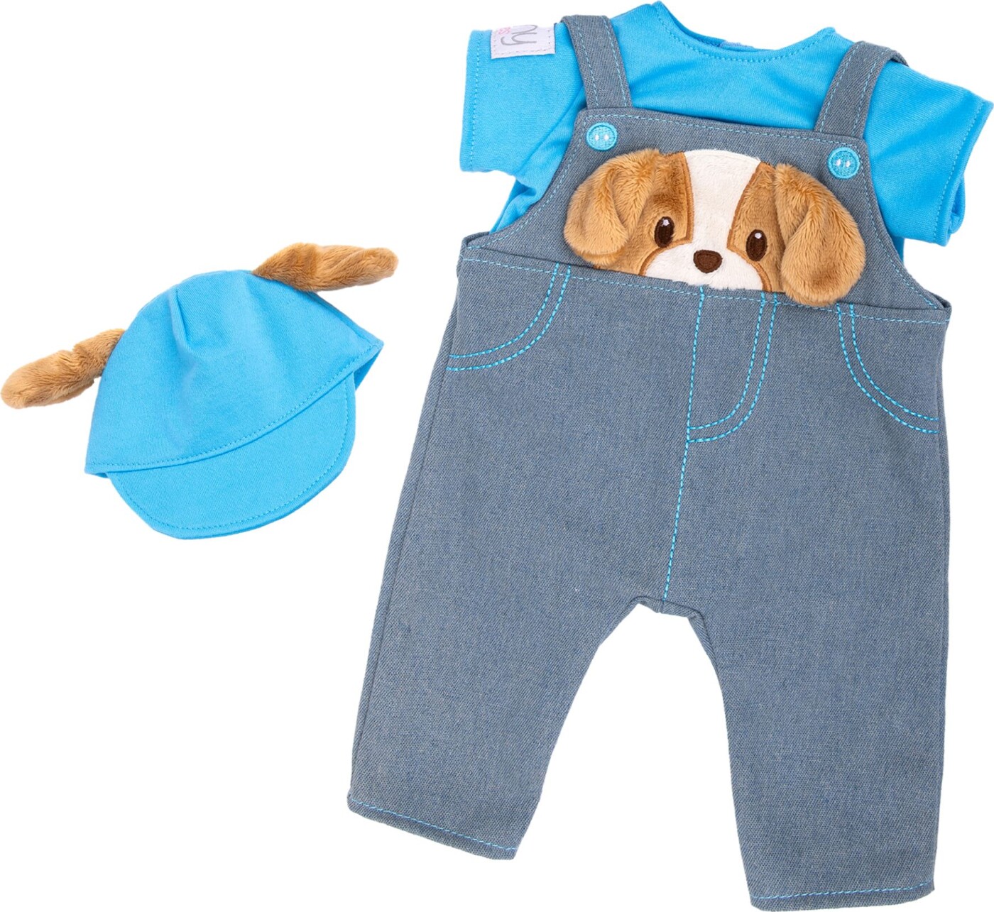 Tiny Treasures - Dukke-outfit Med Hundehvalp I 3 Dele