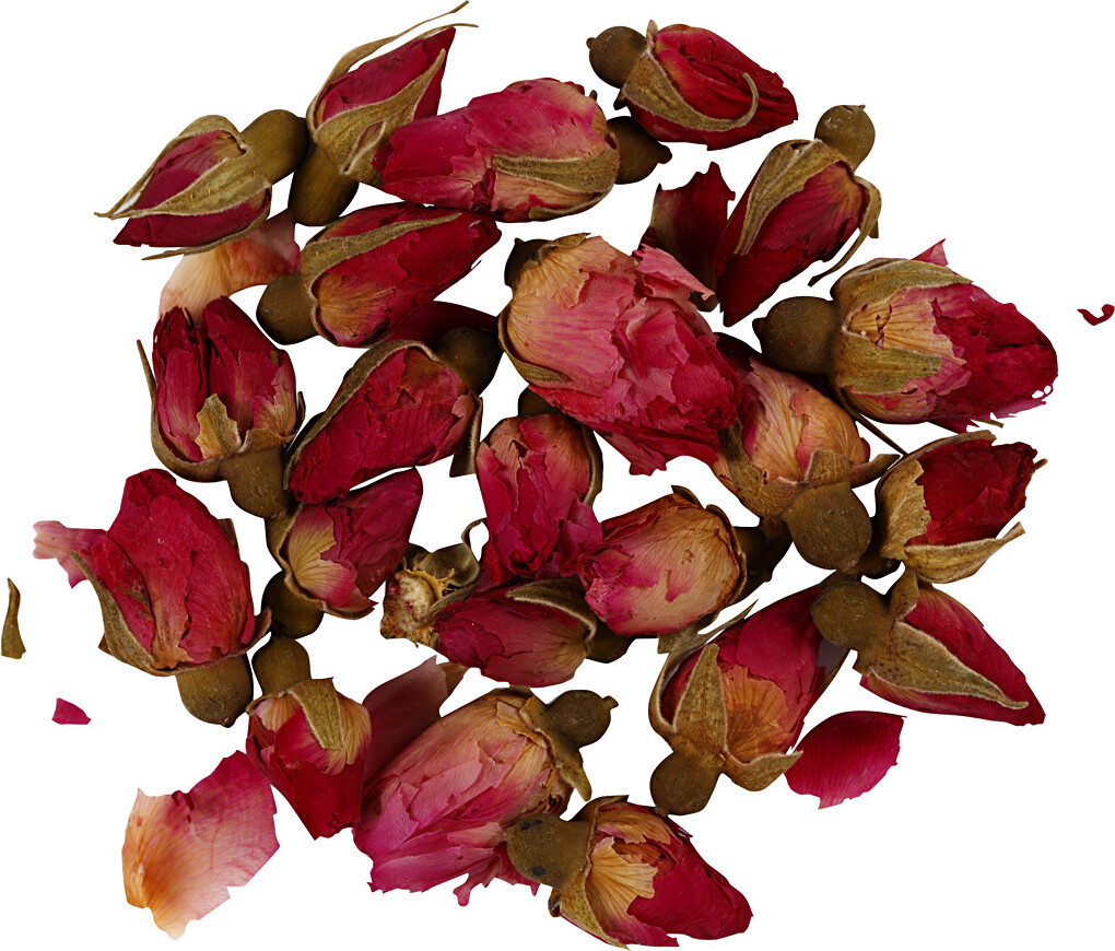 Tørrede Blomster - Rosenknopper - L 1 - 2 Cm - ø 0,6 - 1 Cm - 15 G - Mørk Pink