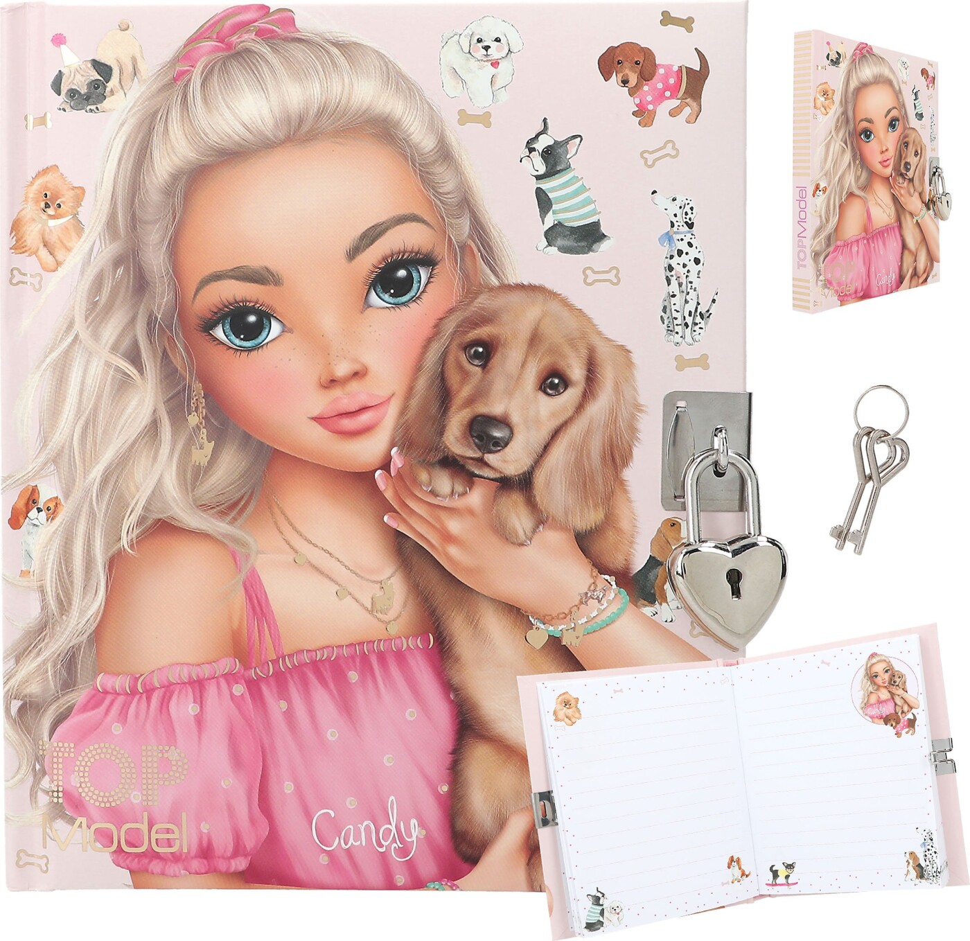 Billede af Top Model - Dagbog Med Lås - Kitty And Doggy - Hund - Diverse - Bog