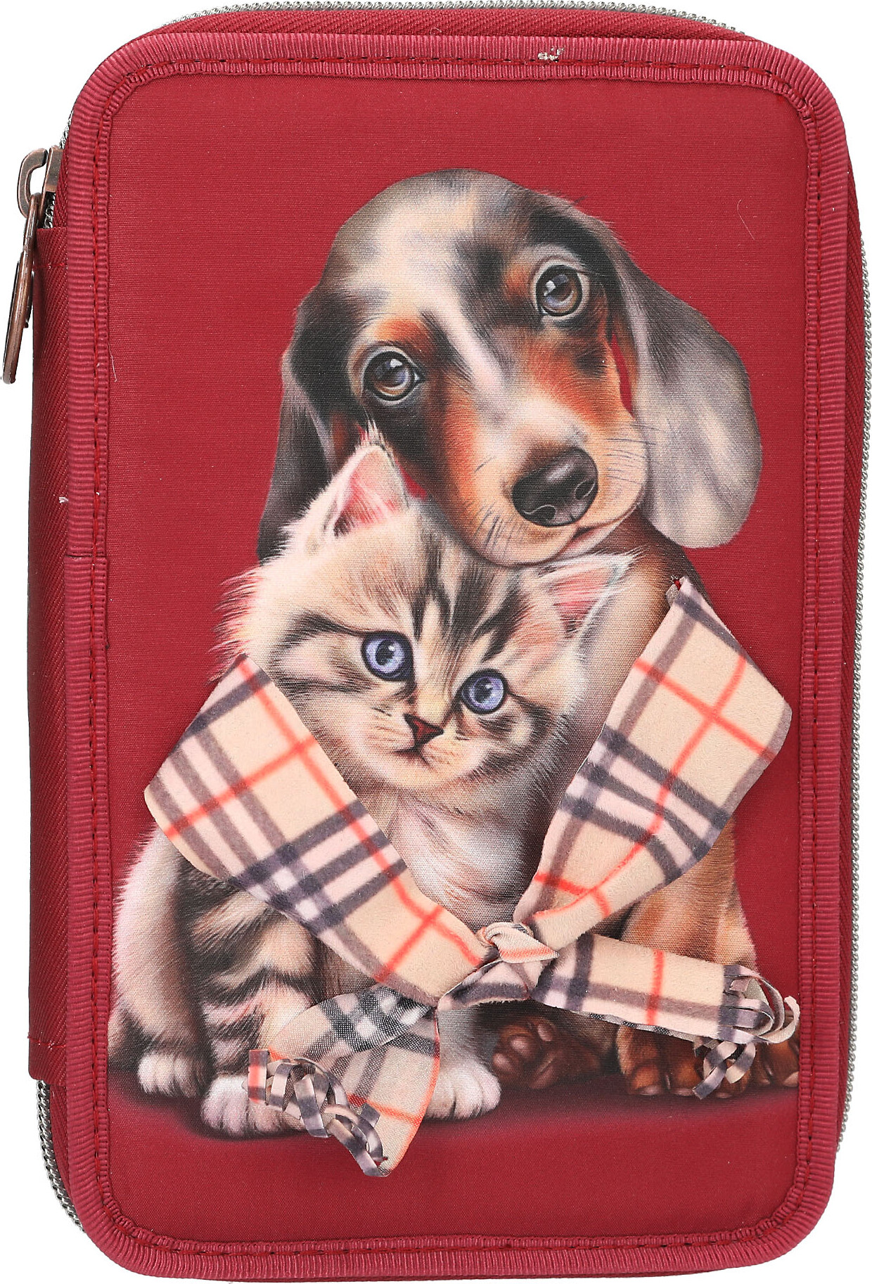 Top Model - Dobbelt Penalhus Med Indhold - Fur Ever Friends - Rød