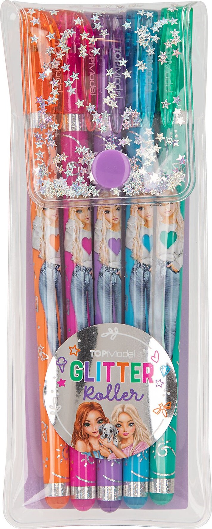 Top Model - Glitter Gel Pen Sæt - Pink, Lilla, Blå Og Grøn