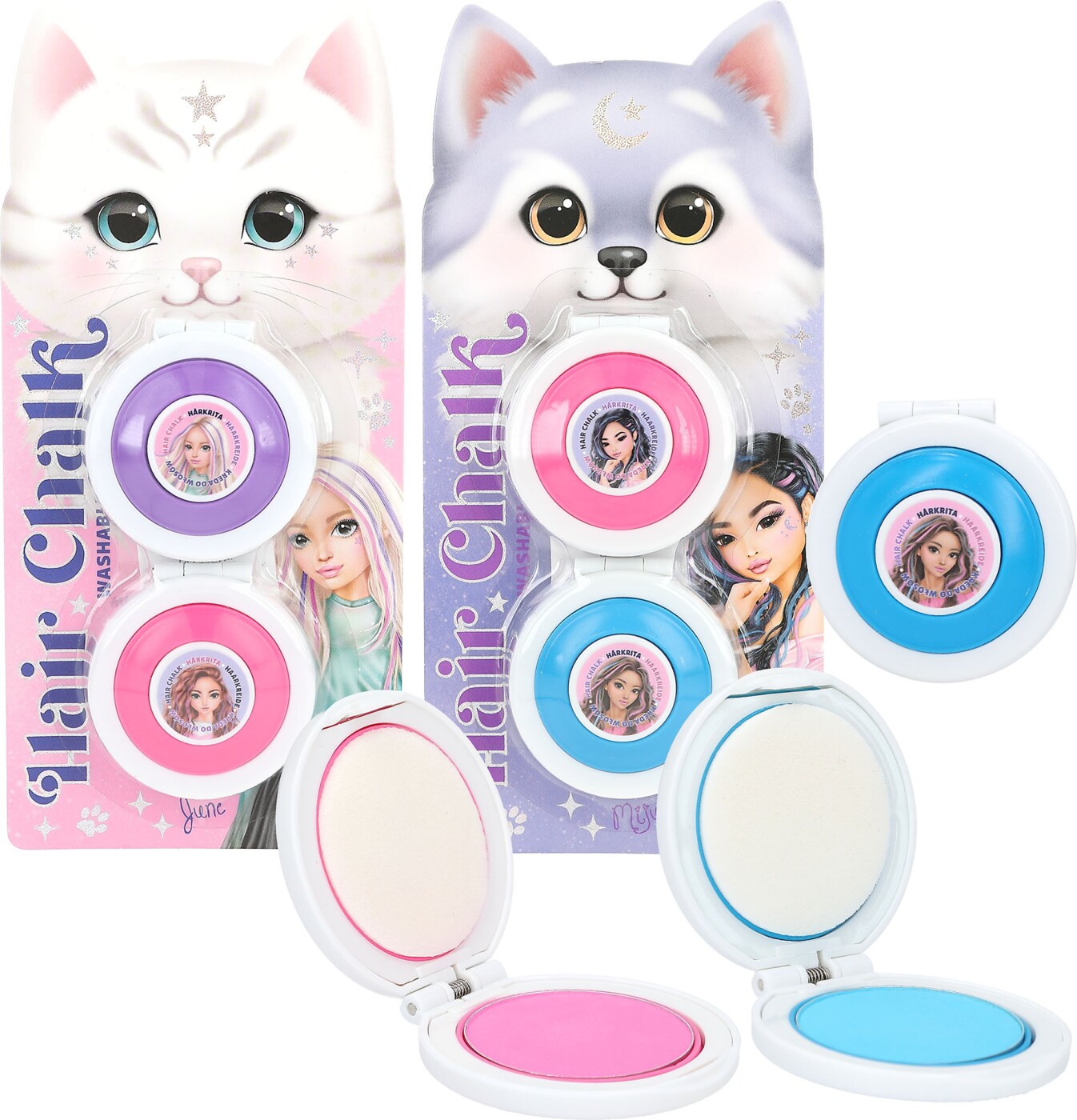 Top Model - Hårkridt Sæt Til Børn - Lilla Og Pink Eller Pink Og Blå