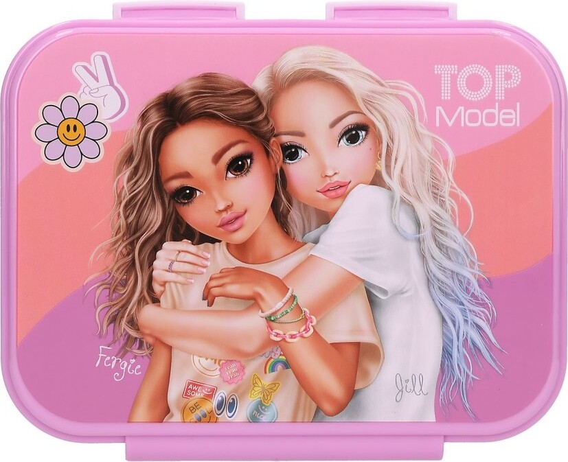 Top Model - Madkasse Med 3 Rum - Girl Power - Lilla Og Lyserød