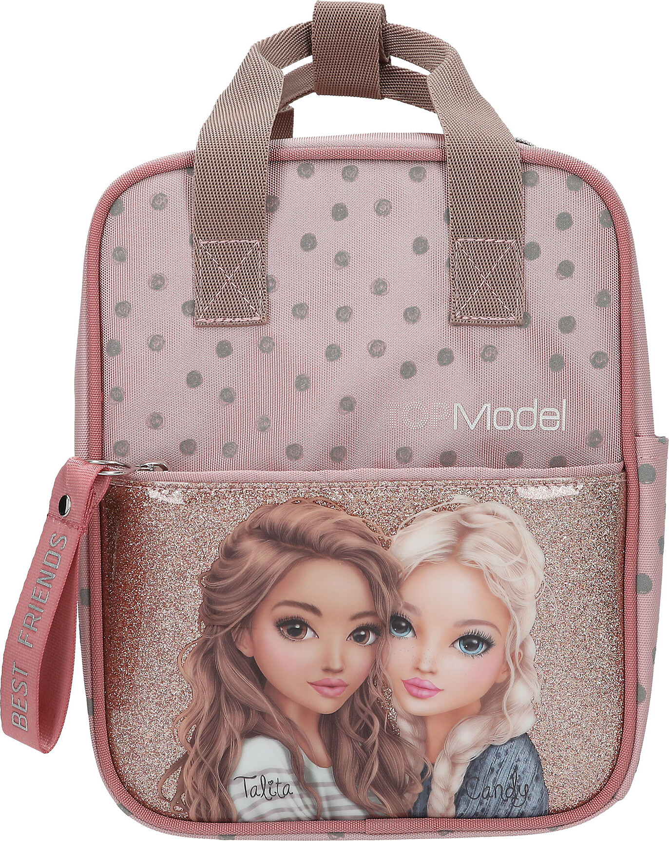 Top Model - Rygsæk Til Børn - Dots - Rosé Med Grå Prikker