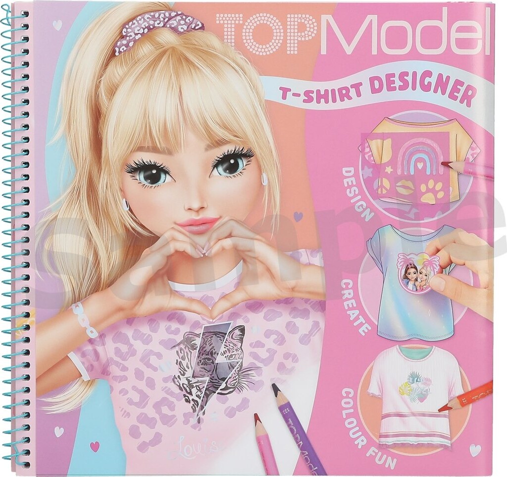 Top Model - T-shirt Designbog - Inkl. 2 Stickersark Og 1 Stencil - Bog