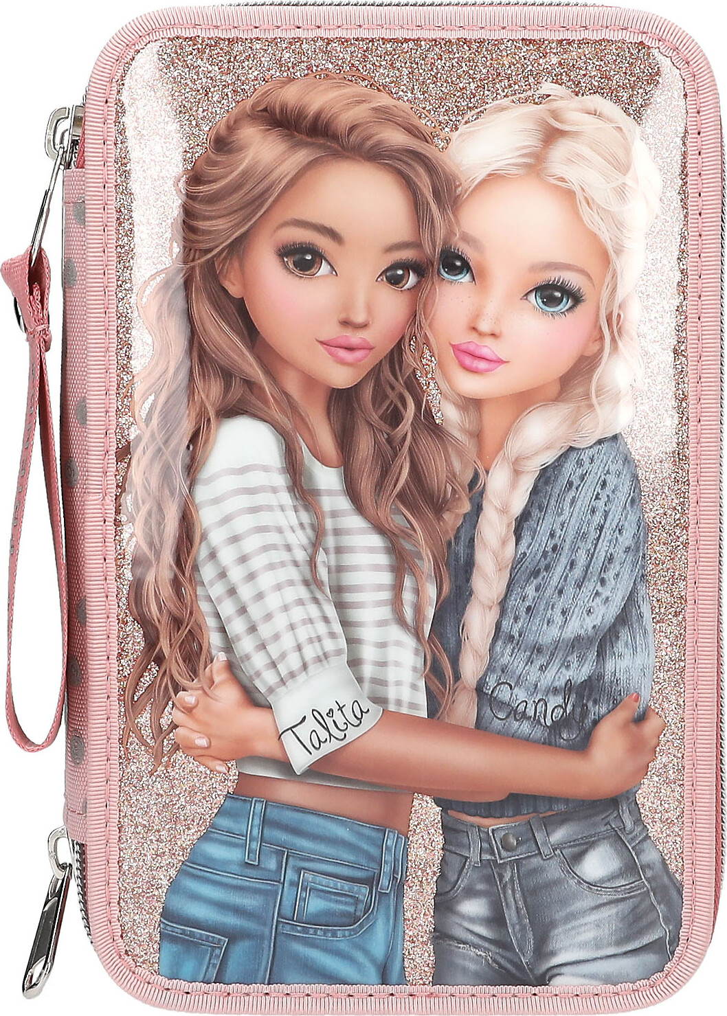 Top Model - Trippel Penalhus Med Indhold Til Børn - Dots - Rosa