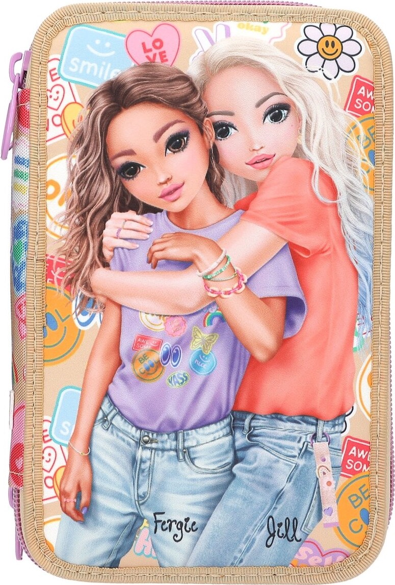 TOPModel Tredobbelt penalhus GIRL POWER - Beige (413282)