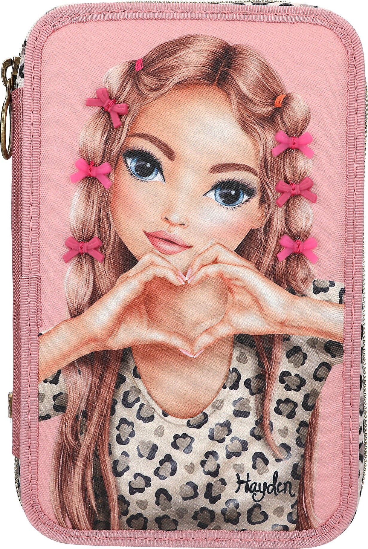 TOPModel Triple Pencil Case With Bow LEOHEART - Pink