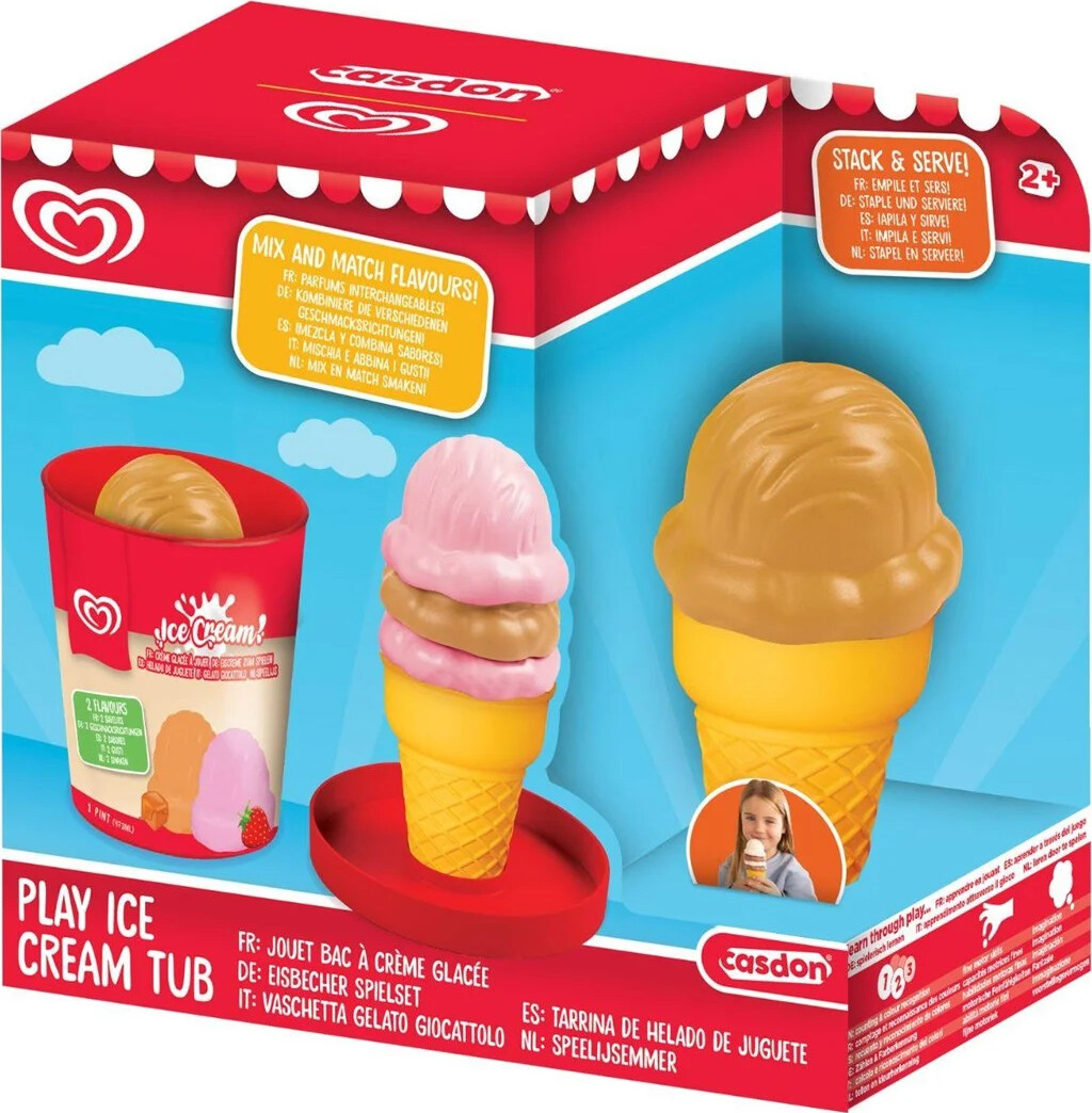 Casdon - Play Ice Cream Tub - Strawberry & Caramel - Is Legemad