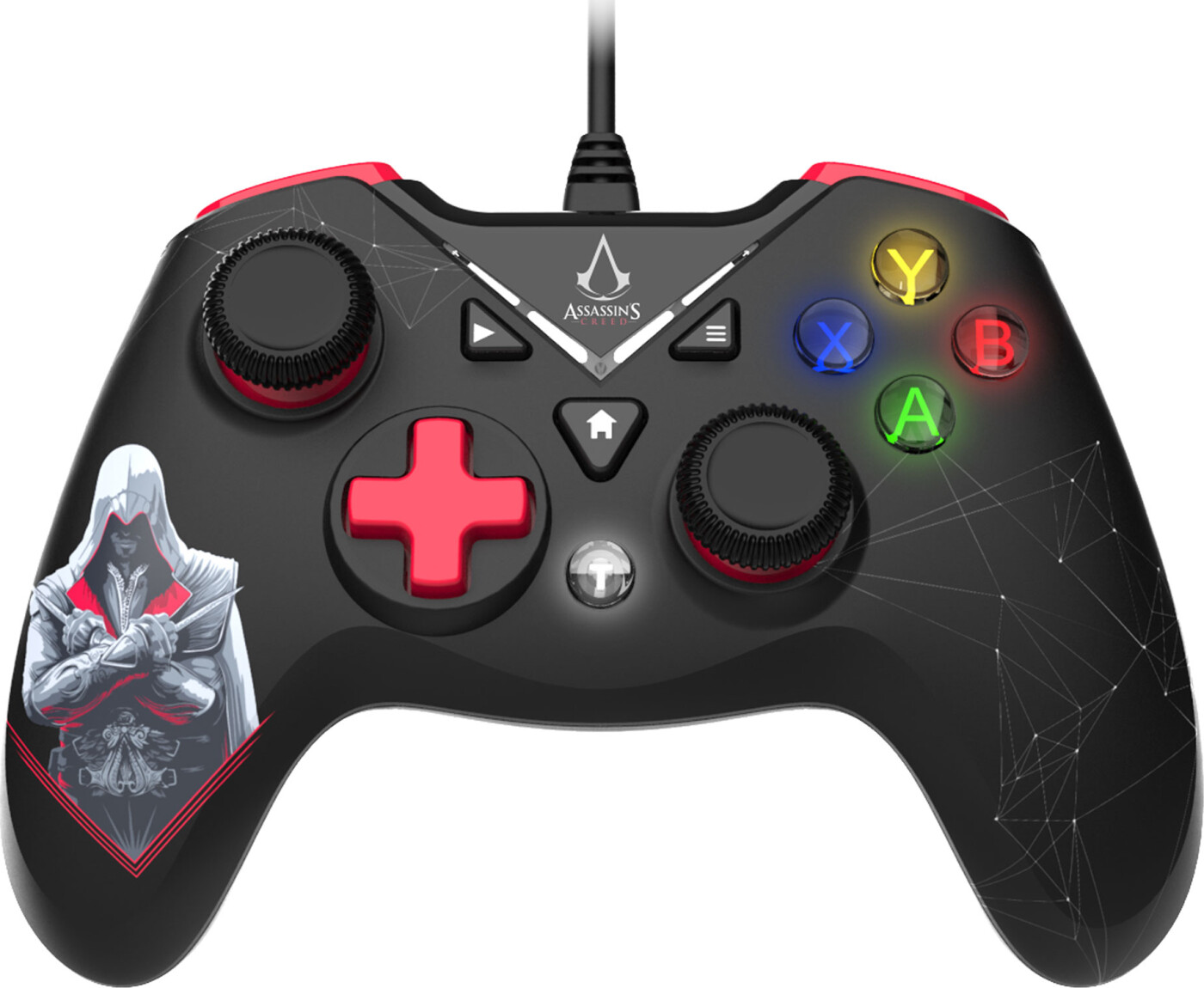 Trade Invaders - Assassins Creed - Wired Controller 3m Cable - Pc (black And Red)