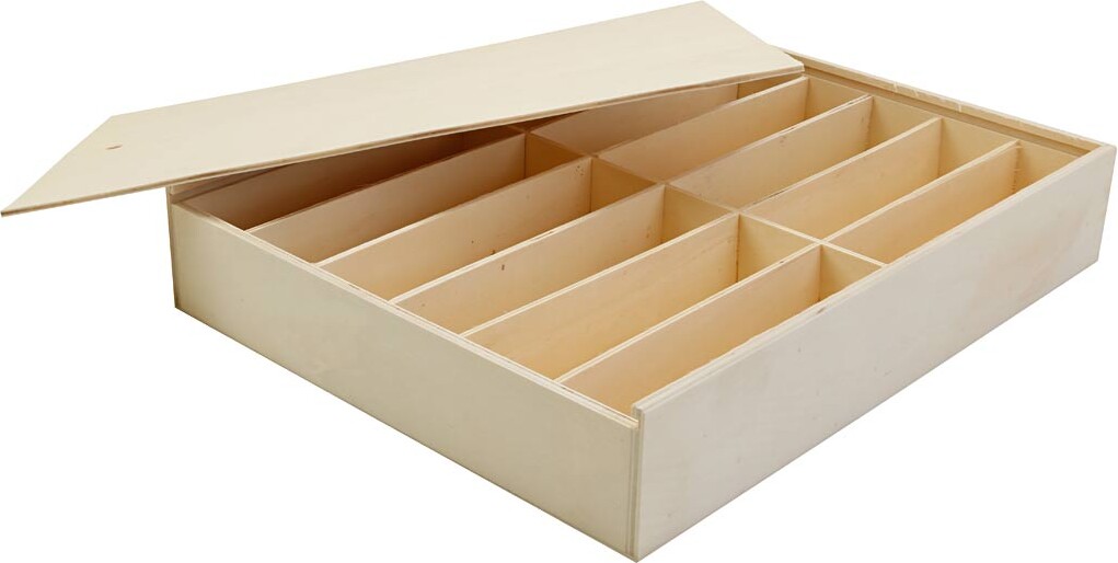 Træboks Med Låg - Str. 29x37x6,5 Cm - 1 Stk. billede