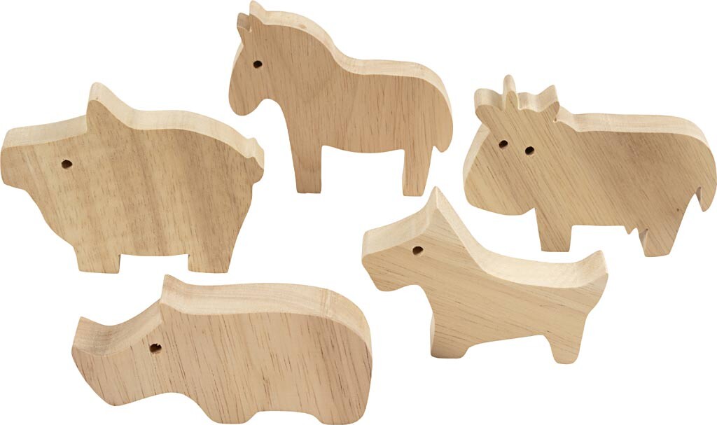 Trædyr - Bondegård - H 4,5-8,7 Cm - Tykkelse 2 Cm - 10 Stk.