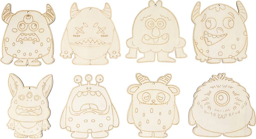 Træfigur - Monstre - H 12,4 Cm - Tykkelse 3 Mm - 8 Stk.