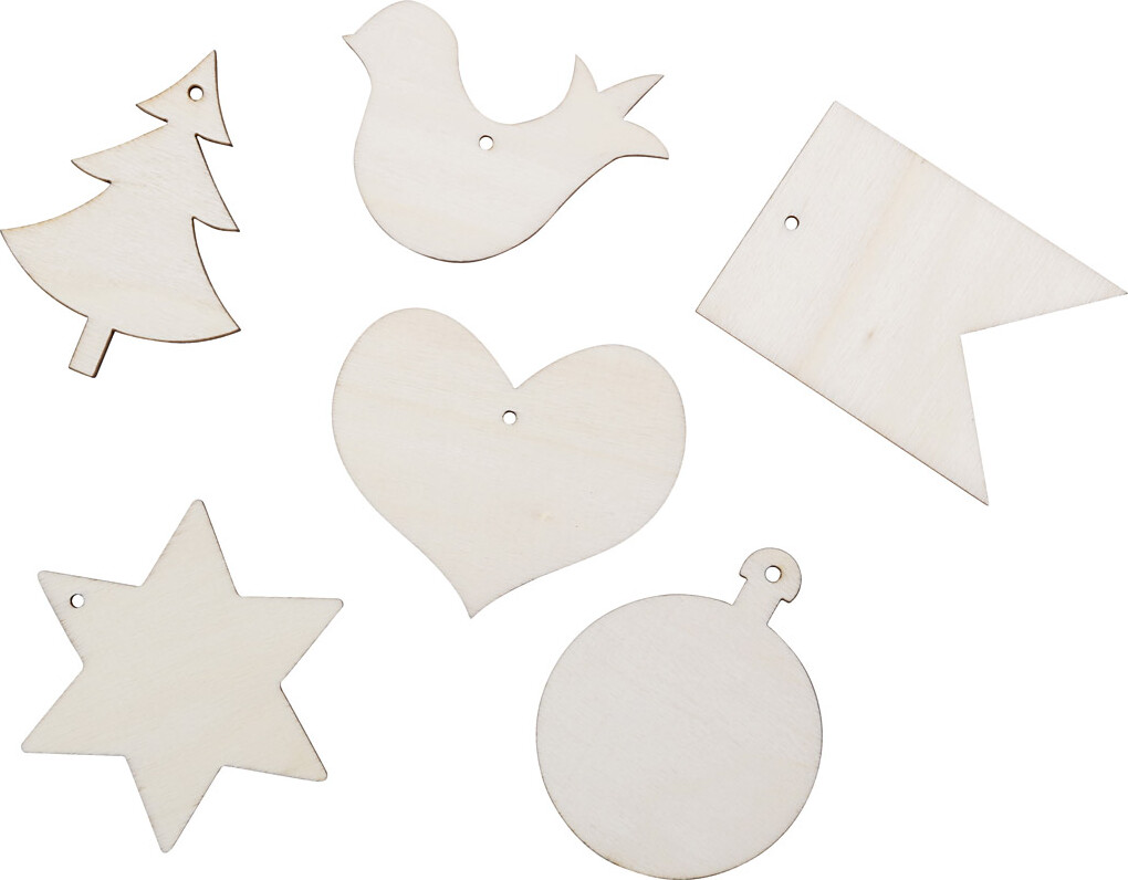 Træfigurer Til Dekoration - Str. Approx. 6x6 Cm - 24 Stk. billede