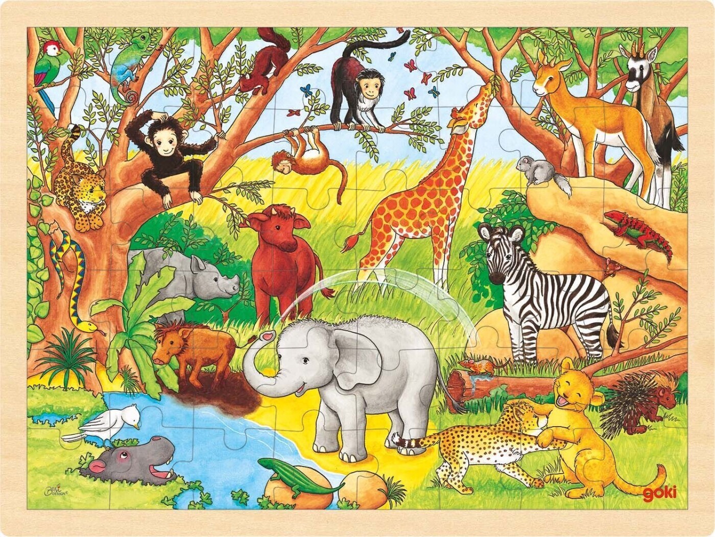 Træpuslespil 40 X 30 Cm Afrika - Goki