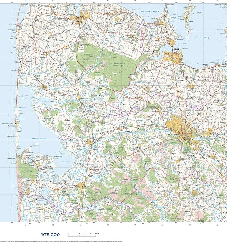 Trap Danmark - Holstebro Kommune Topografisk Kort - 1:75.000 - Topografisk Kort 1:75.000 | Se tilbud og køb Gucca.dk
