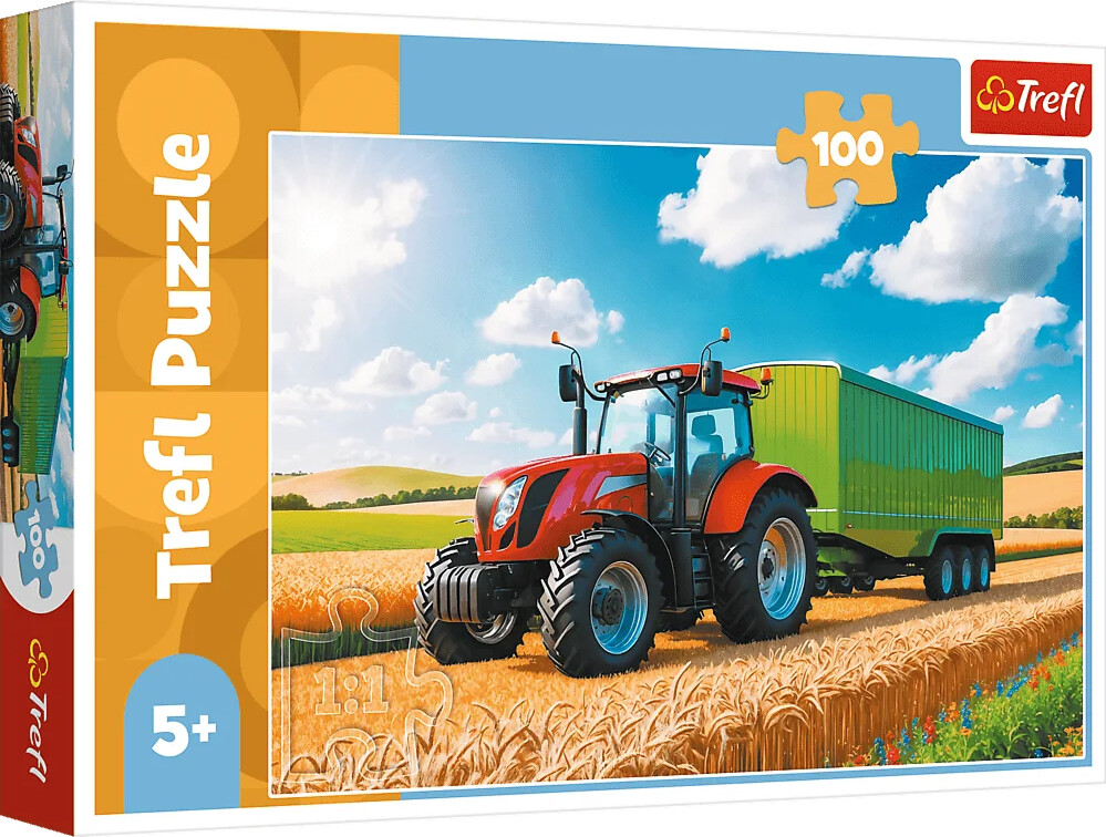 Trefl - Puslespil - Traktor Med Trailer 100 Brikker