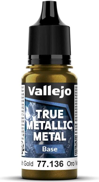 Vallejo 77.136 - True Metallic Metal Base - Greenish Gold 18 Ml