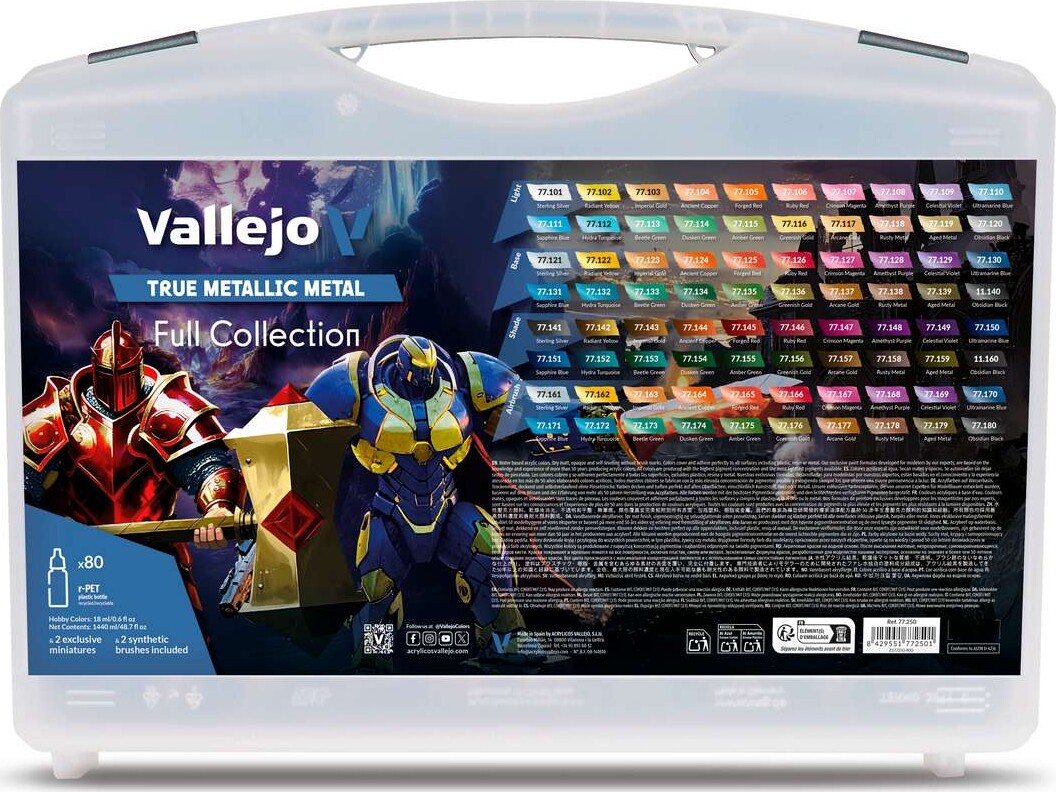 Vallejo Maling - True Metallic Metal: Color Case (80 Opaque Colors)