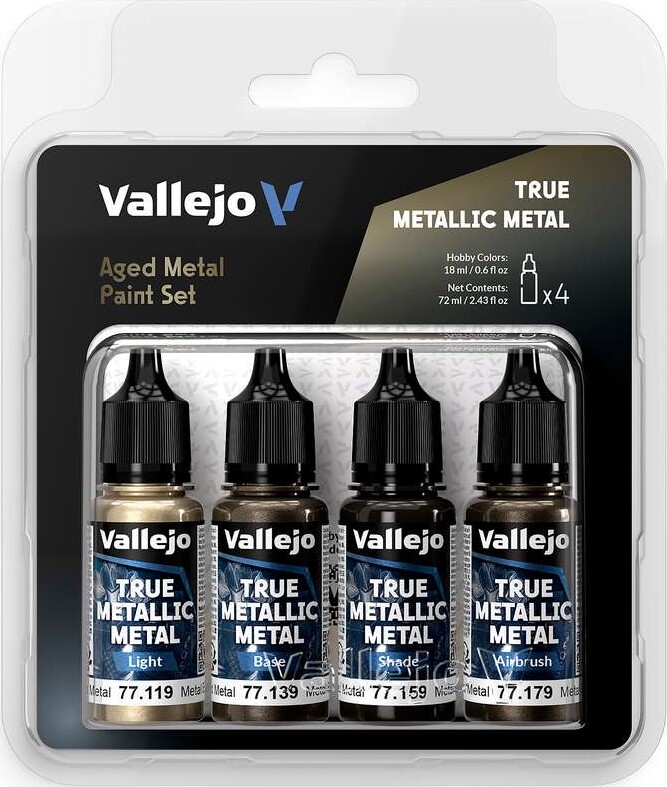 Vallejo Maling - True Metallic Metal: Paint Set - Aged Metal (4 colors)