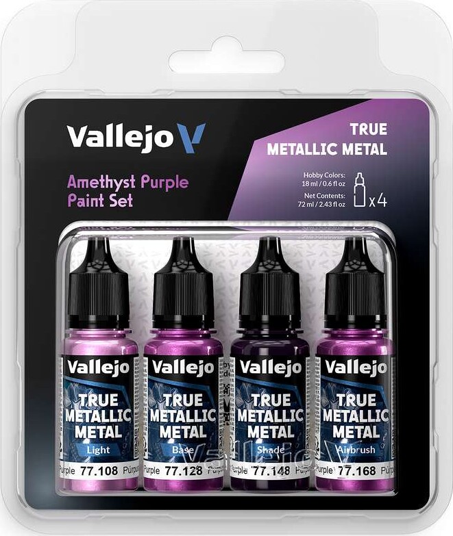 Vallejo 77.255 - True Metallic Metal Light - Amethyst Purple 4x18 Ml