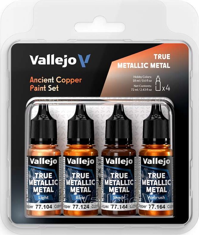 Vallejo 77.253 - True Metallic Metal Light - Ancient Copper 4x18 Ml