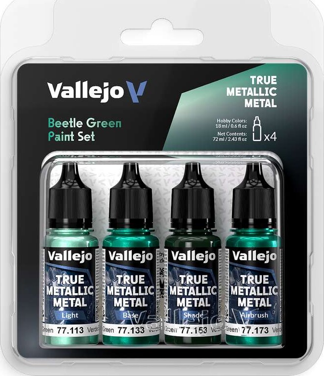 Vallejo 77.265 - True Metallic Metal - Beetle Green Paint 4x18 Ml