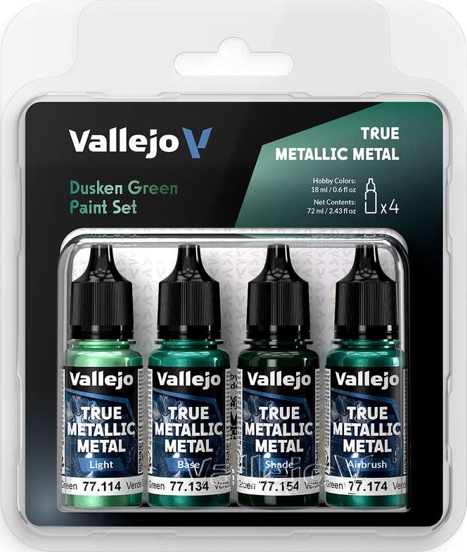 Vallejo Maling - True Metallic Metal: Paint Set - Dusken Green (4 colors)