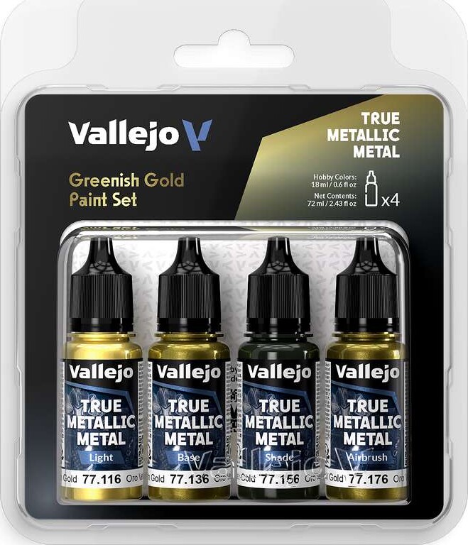 Vallejo 77.267 - True Metallic Metal - Greenish Gold Paint 4x18 Ml