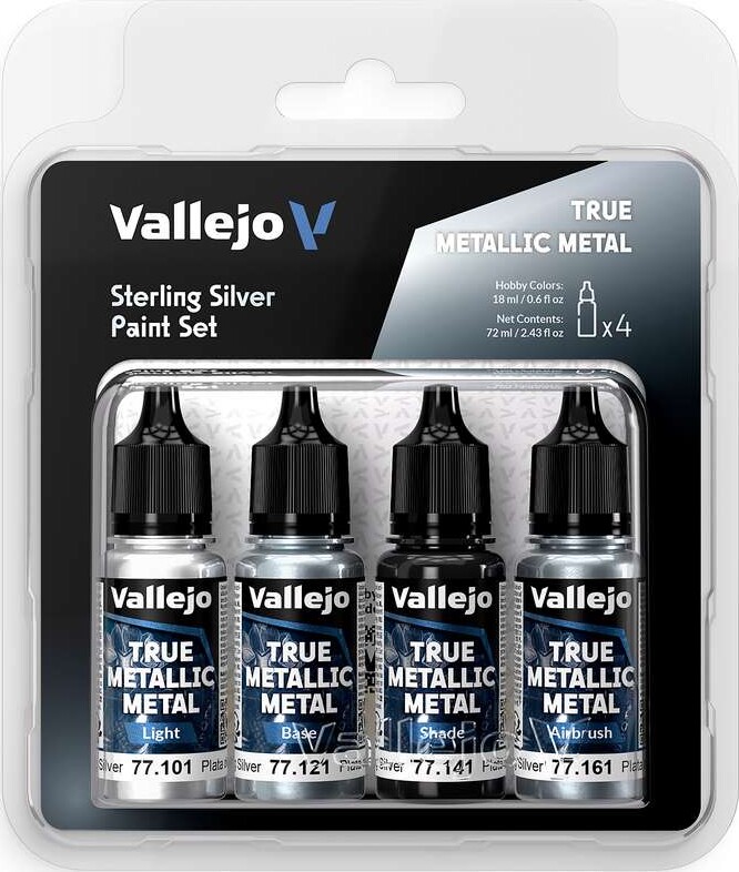 Vallejo 77.251 - True Metallic Metal Light - Sterling Silver 4x18 Ml