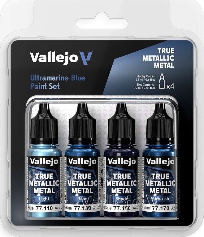 Vallejo Maling - True Metallic Metal: Paint Set - Ultramarine Blue (4 colors)