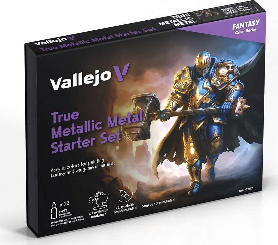 Vallejo Maling - True Metallic Metal: Starter Set (12 colors)