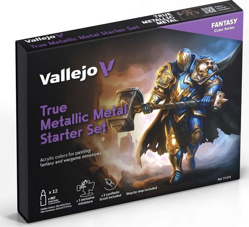 Vallejo Maling - True Metallic Metal: Starter Set (12 colors)