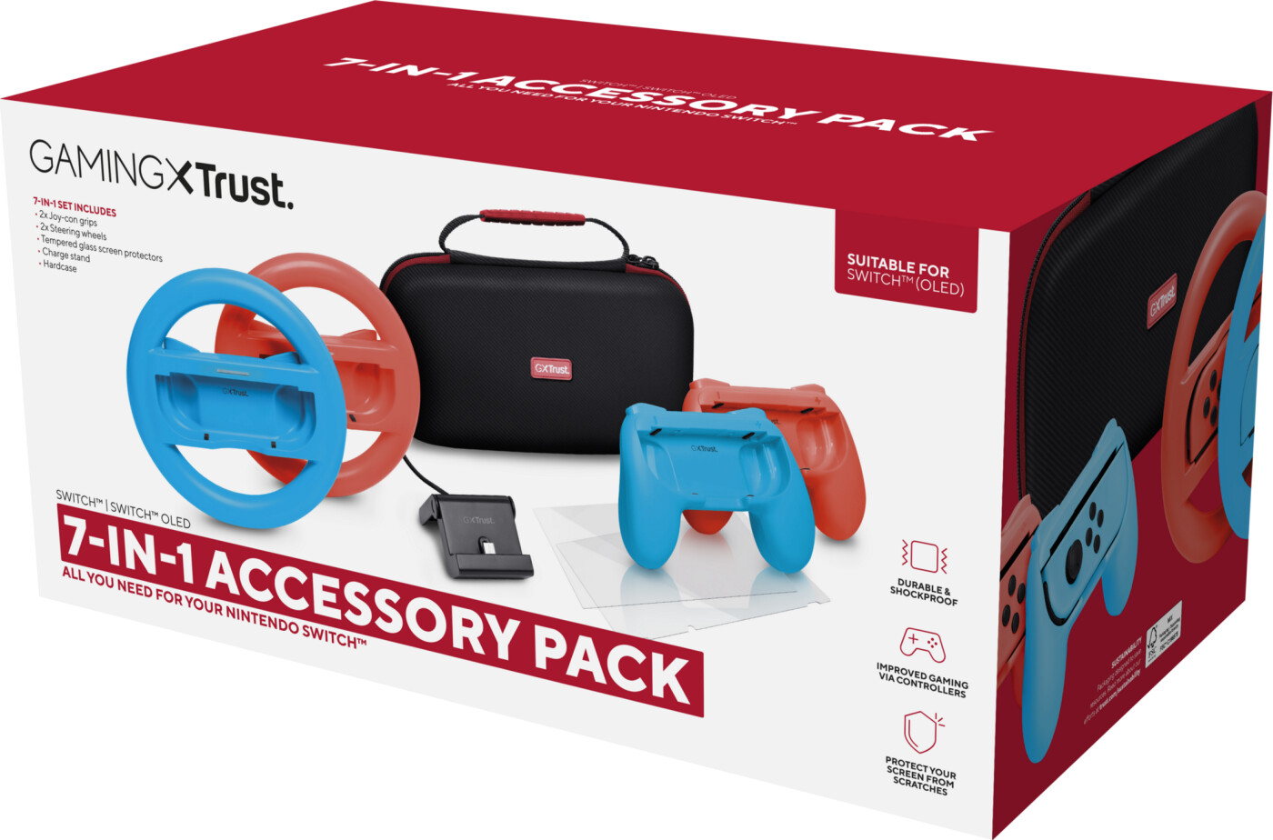 Trust - Gxt1249 7-in-1 Accessory Pack For Nsw - Multicoloured - 55 Mm (h) X 145 Mm (d) X 270 Mm (w)