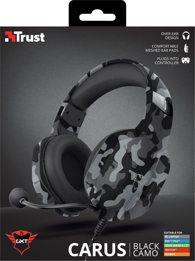 Trust - Gxt 323 Carus Gaming Headset - Sort Camo