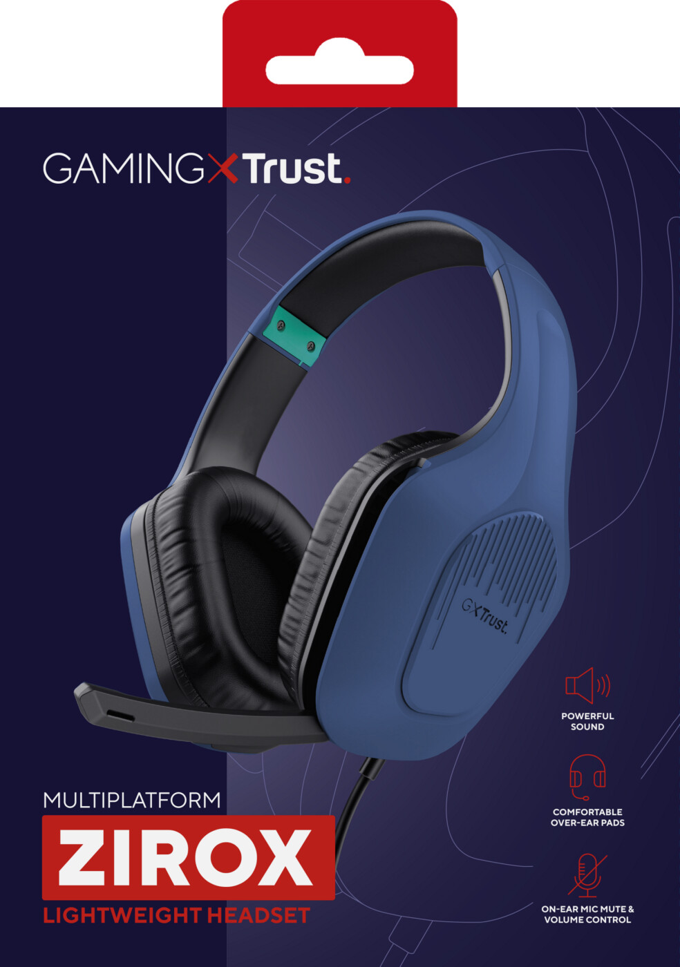 Trust - Gxt415b Zirox Headset - Blue